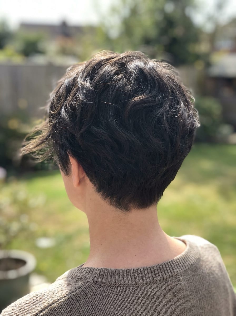 Wavy Pixie von hinten - Kurzhaarfrisur von hinten